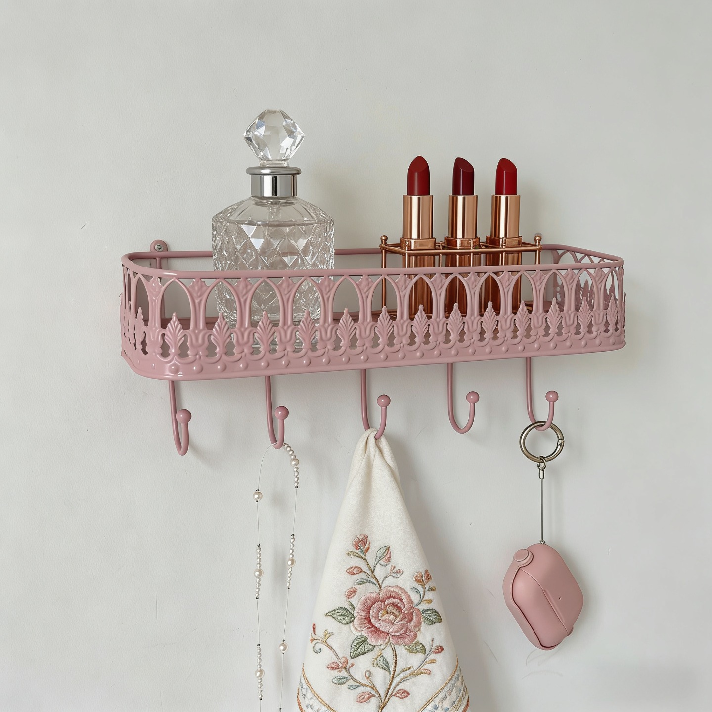 5-hook storage rack (pink)