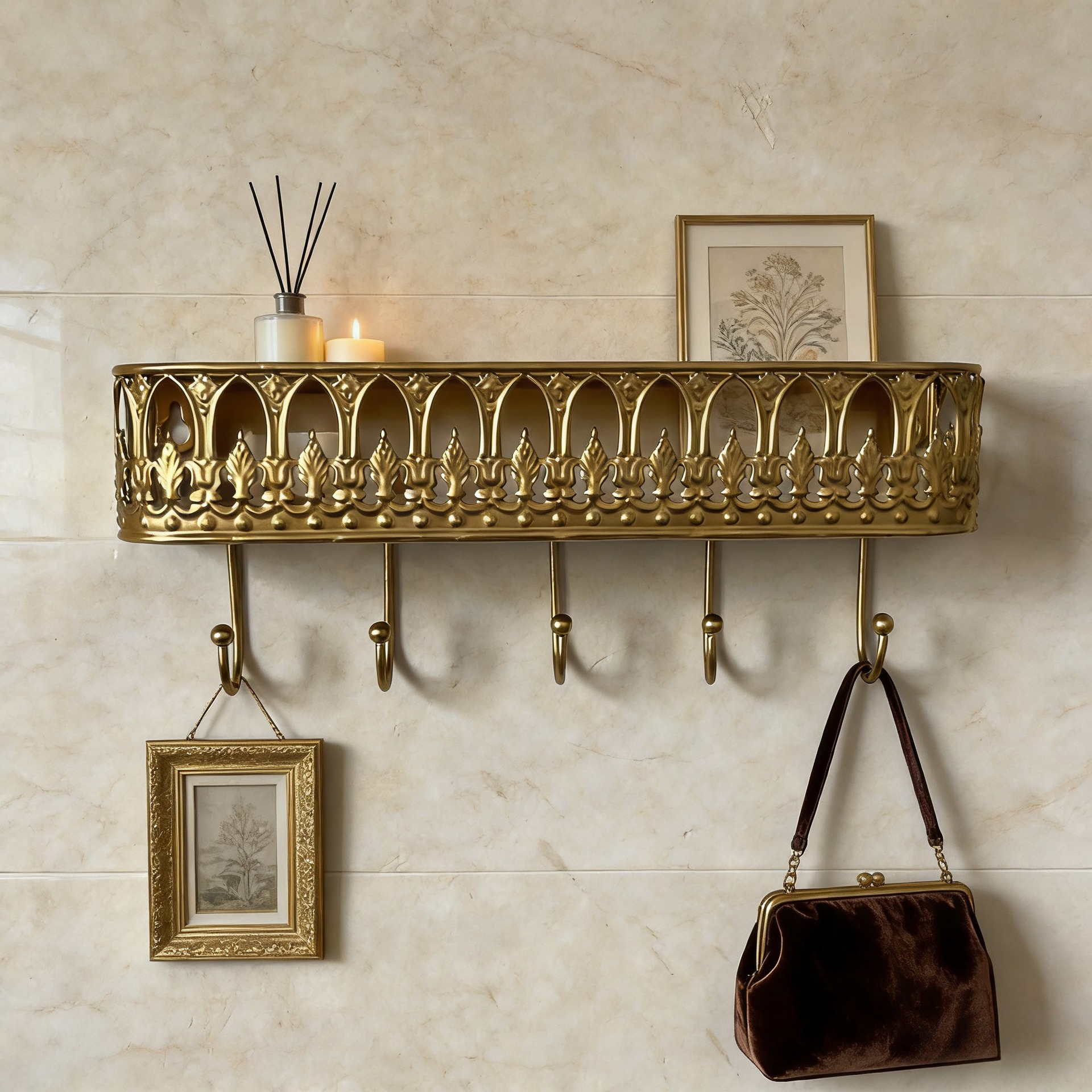 5-hook storage rack (gold)