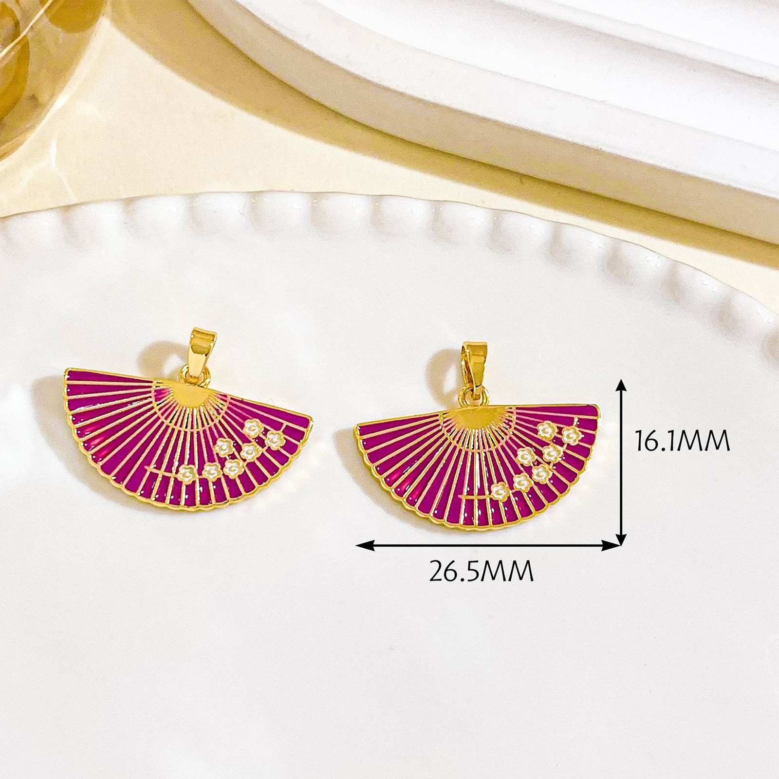 5:Xl4788 plum blossom folding fan pendant gold purple