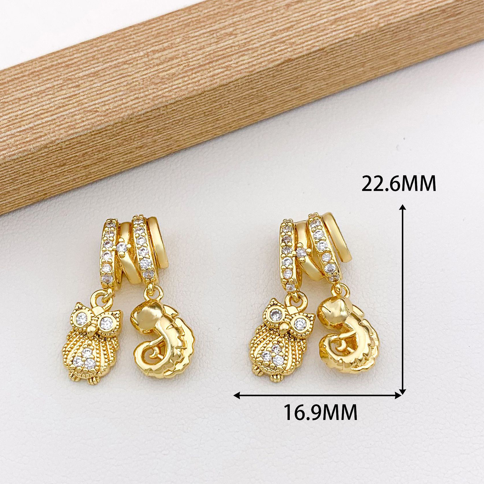 13:Xl4558 owl little seahorse combination pendant gold