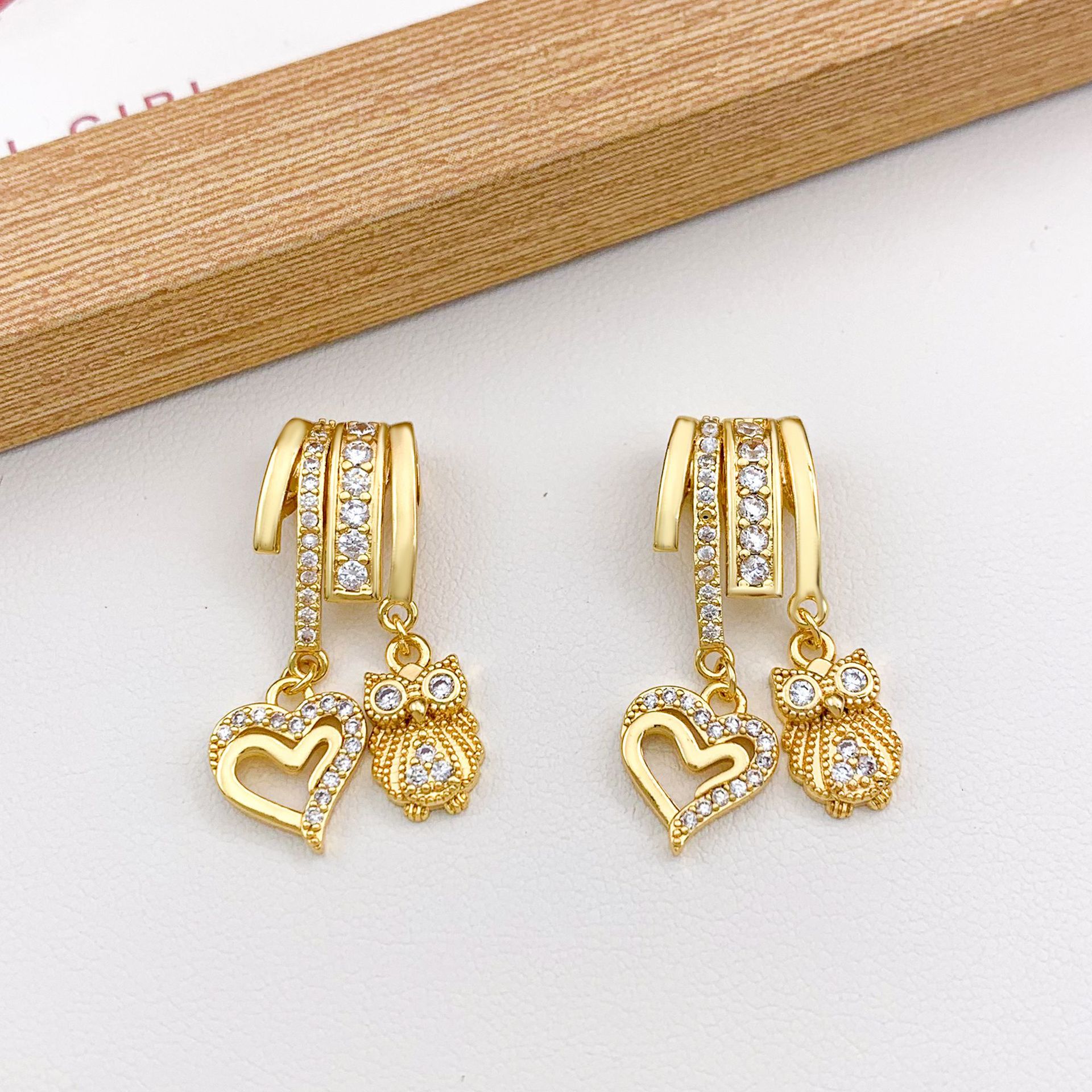 Xl5041 love owl combination pendant gold