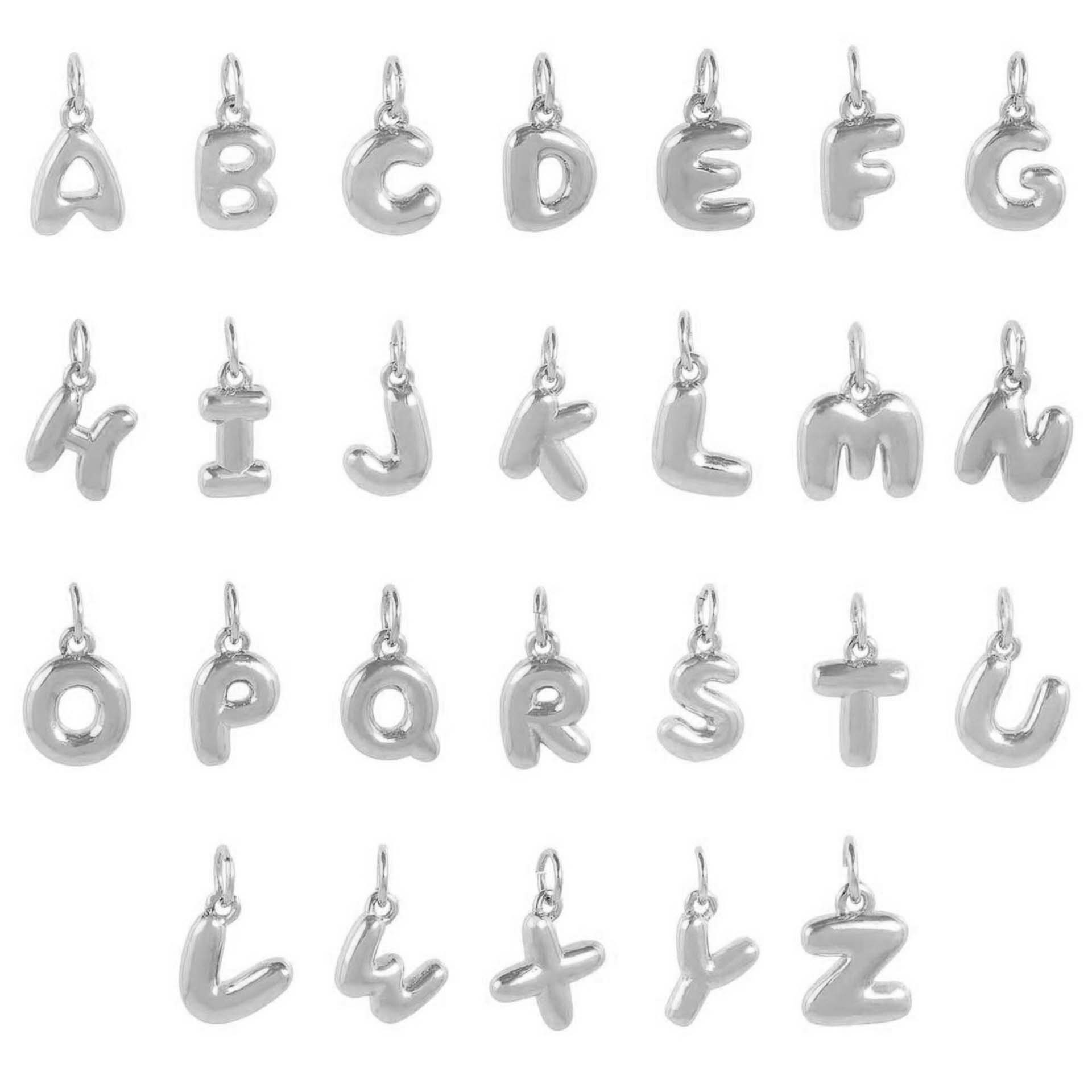 Silver single letter pendant u letter