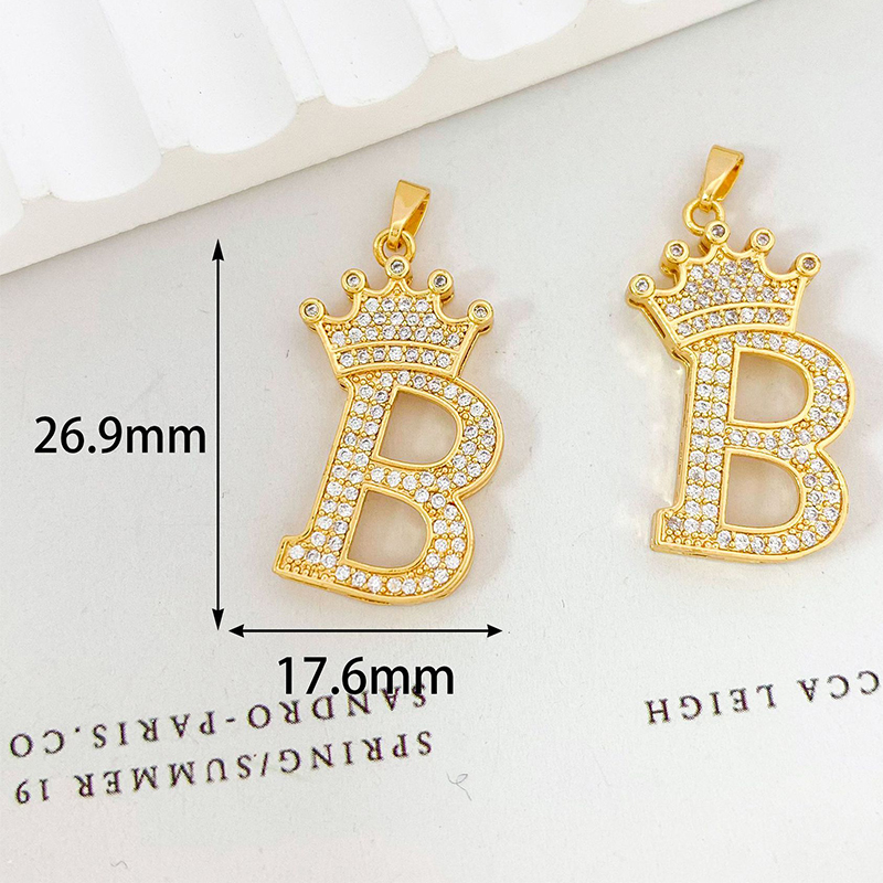 2:Xl348 crown letter b pendant gold