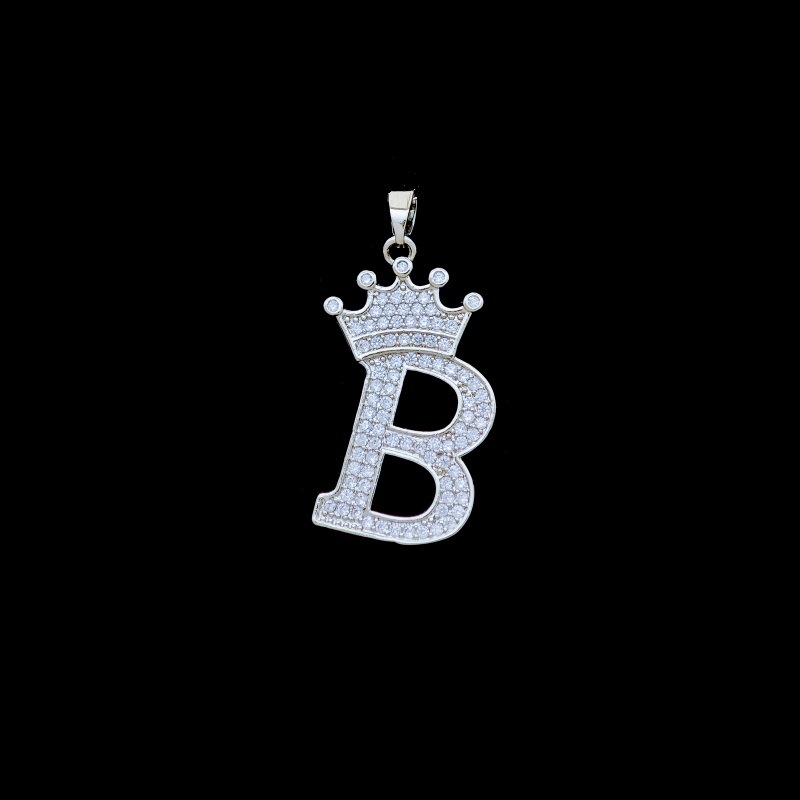 Xl348 crown letter b pendant silver