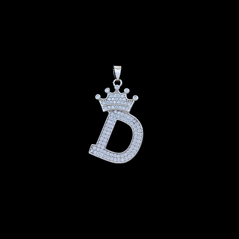 Xl348 crown letter d pendant silver