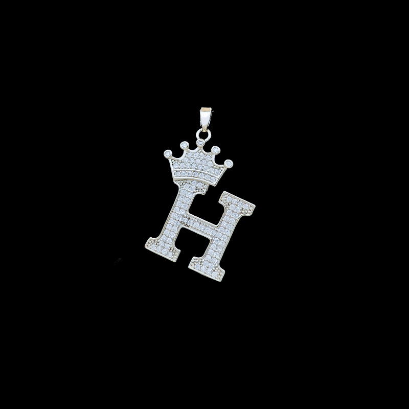 Xl348 crown letter h pendant silver