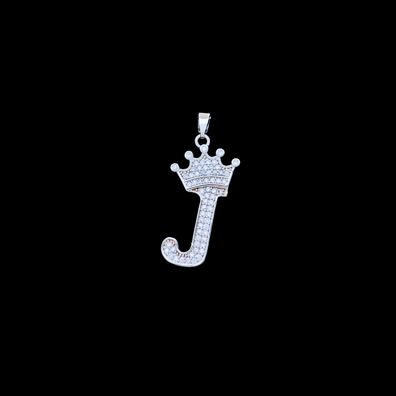 Xl348 crown letter j pendant silver