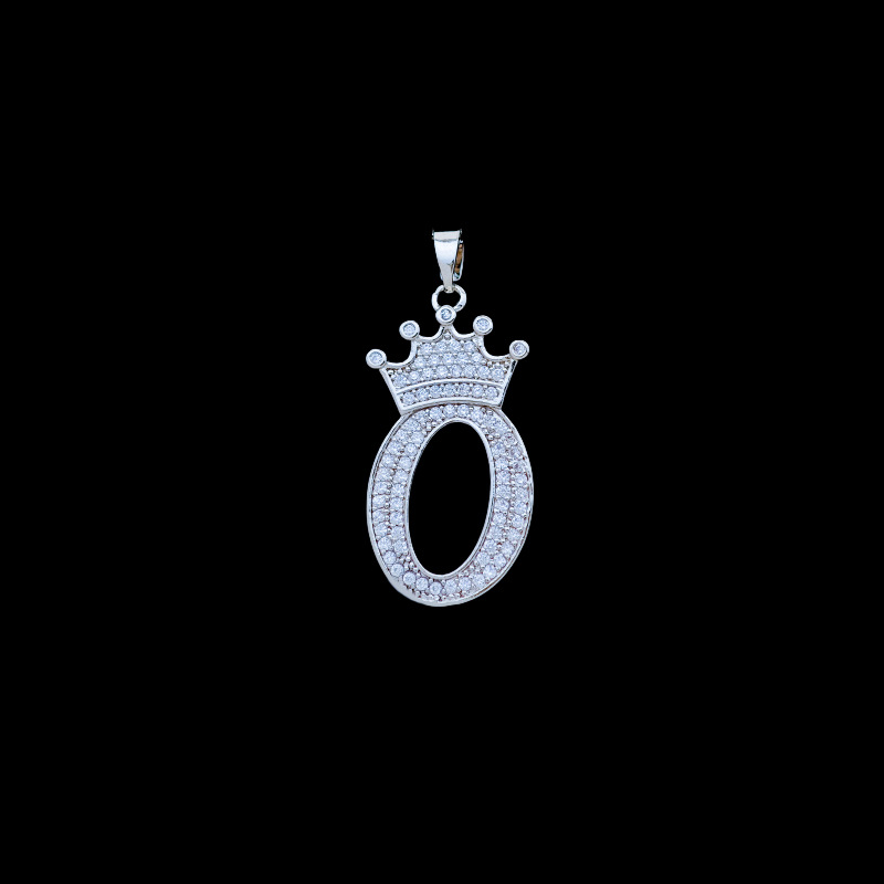 Xl348 crown letter o pendant silver