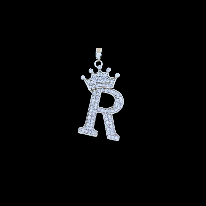 Xl348 crown letter r pendant silver