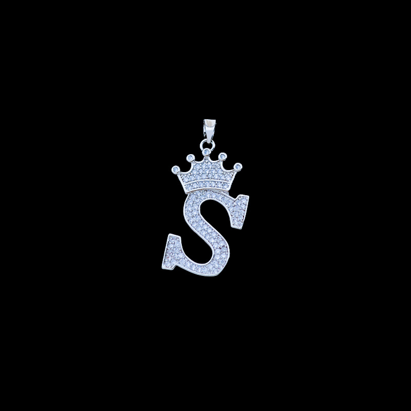 Xl348 crown letter s pendant silver