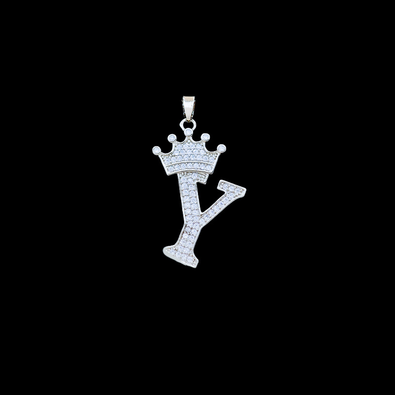 Xl348 crown letter y pendant silver