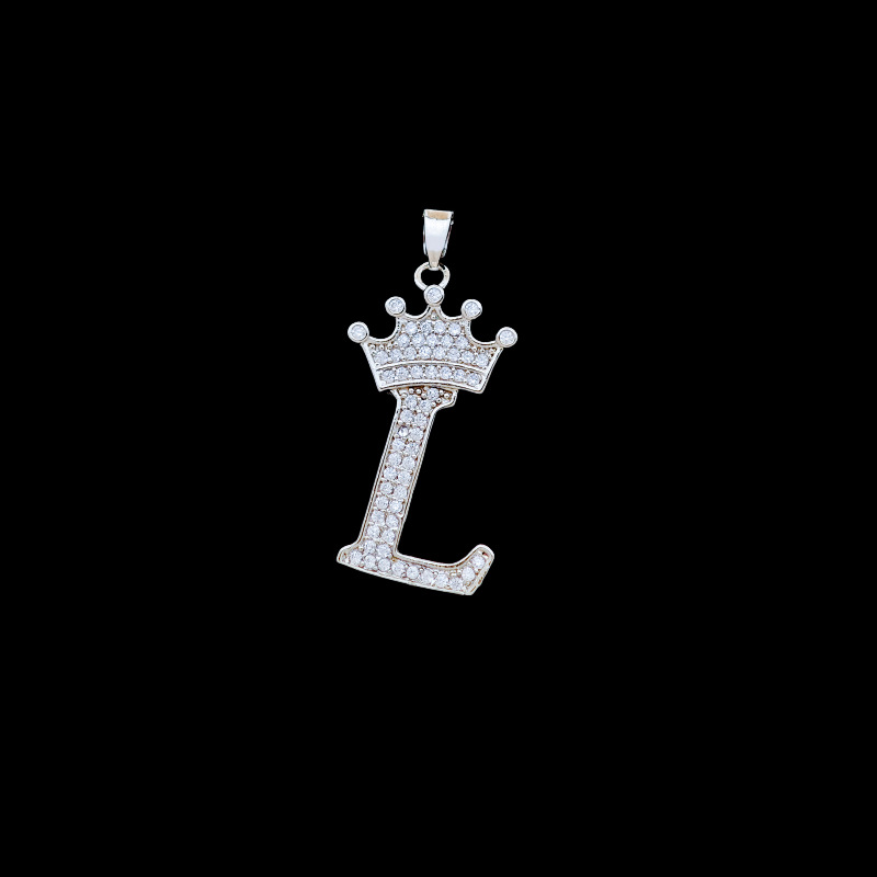 38:Xl348 crown letter l pendant silver