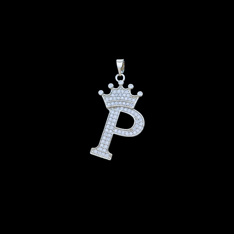 42:Xl348 crown letter p pendant silver