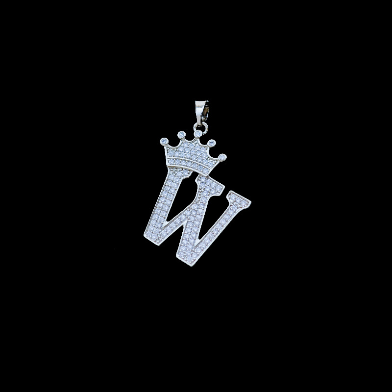 49:Xl348 crown letter w pendant silver