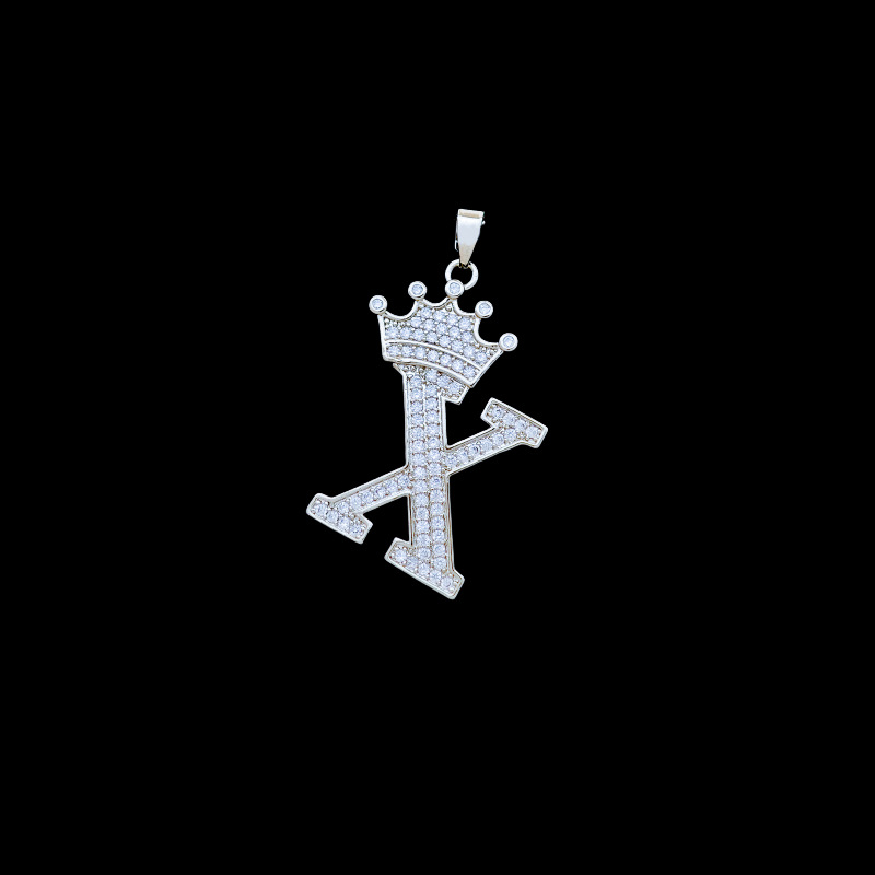 50:Xl348 crown letter x pendant silver