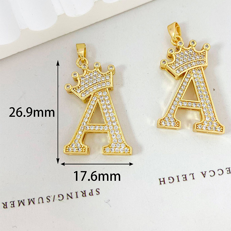 Xl348 crown letter a pendant gold