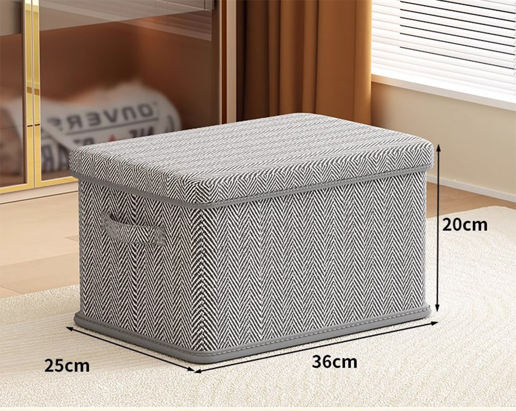 Gray herringbone medium size [36*25*20], set of 2
