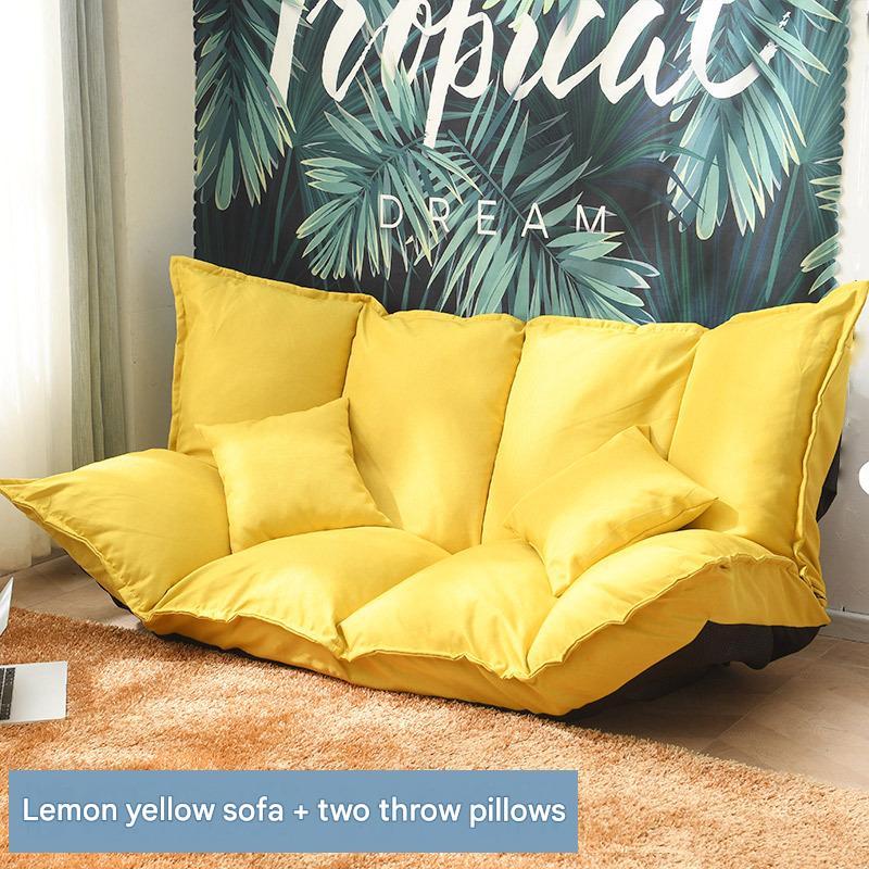 160cm lemon yellow sofa   two pillows