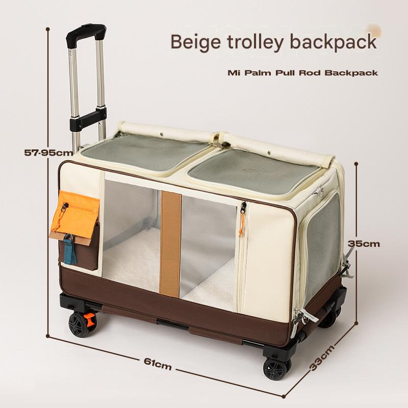 Multi-cat beige brown trolley case