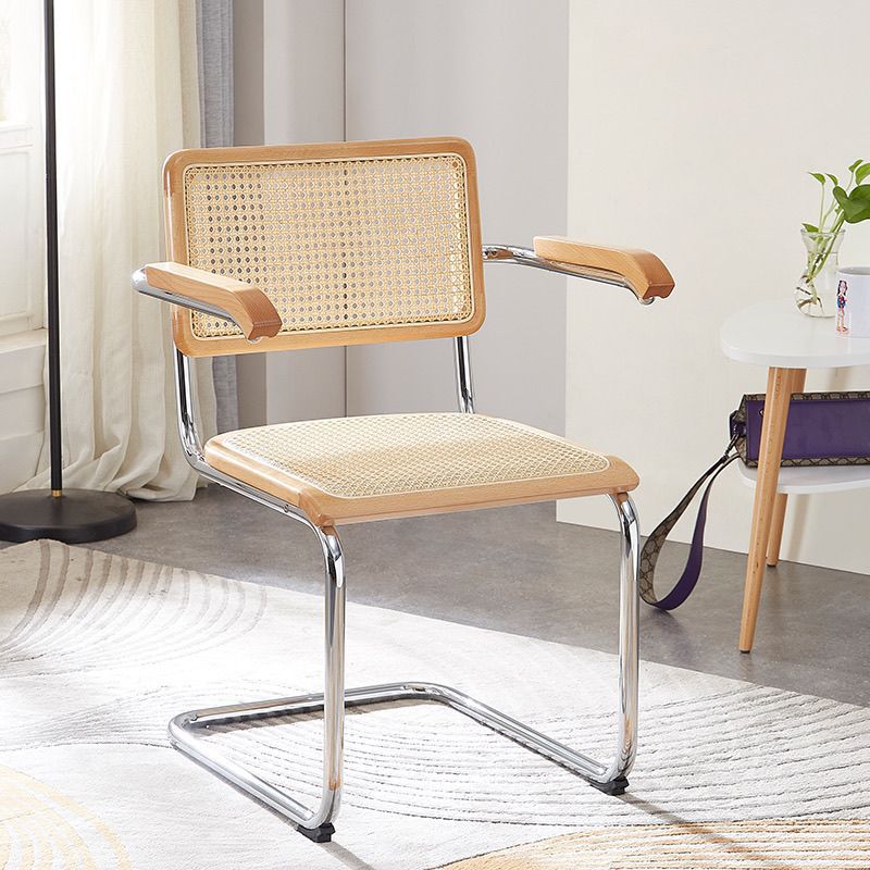 Natural Wood Color Back - Woven Rattan Seat Cushion [With Armrests]
