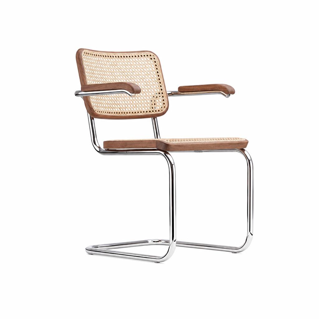 Walnut Color Back - Woven Rattan Seat Cushion [With Armrests]
