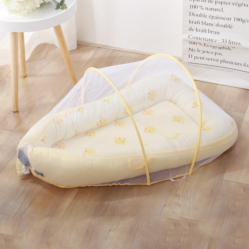 Yellow chick with mosquito net