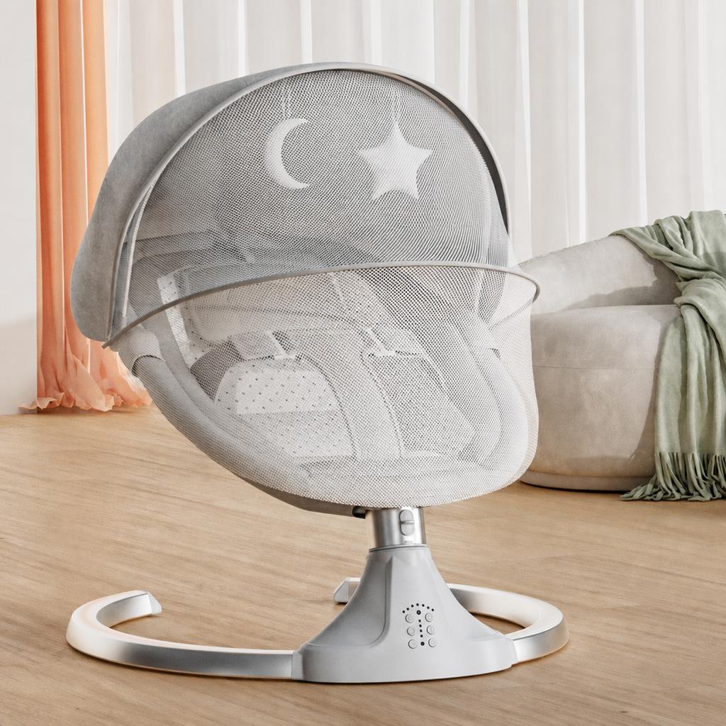 gray   bluetooth   gauze ceiling   doll   remote control   u-shaped   power supply   removable and washable seat cushion   backrest adjustment
