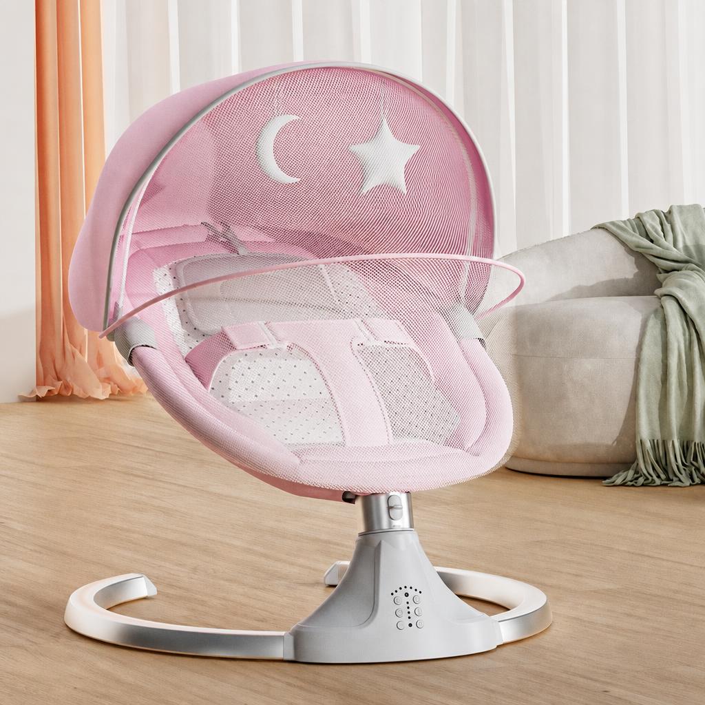pink   bluetooth   gauze ceiling   doll   remote control   u-shaped   power supply   removable and washable seat cushion   backrest adjustment