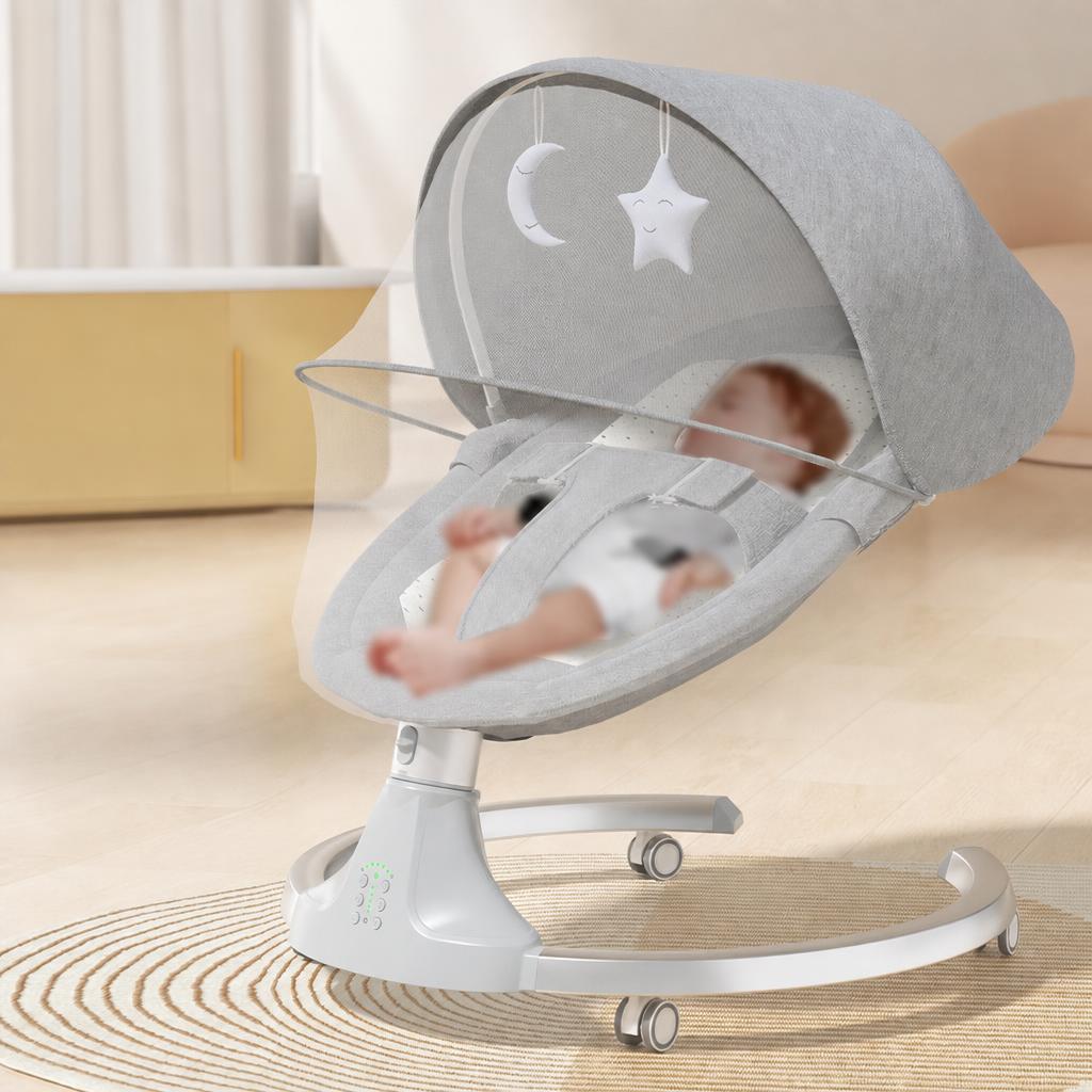gray   bluetooth   mesh canopy   plush toy   remote control   u-shaped design   power supply   removable