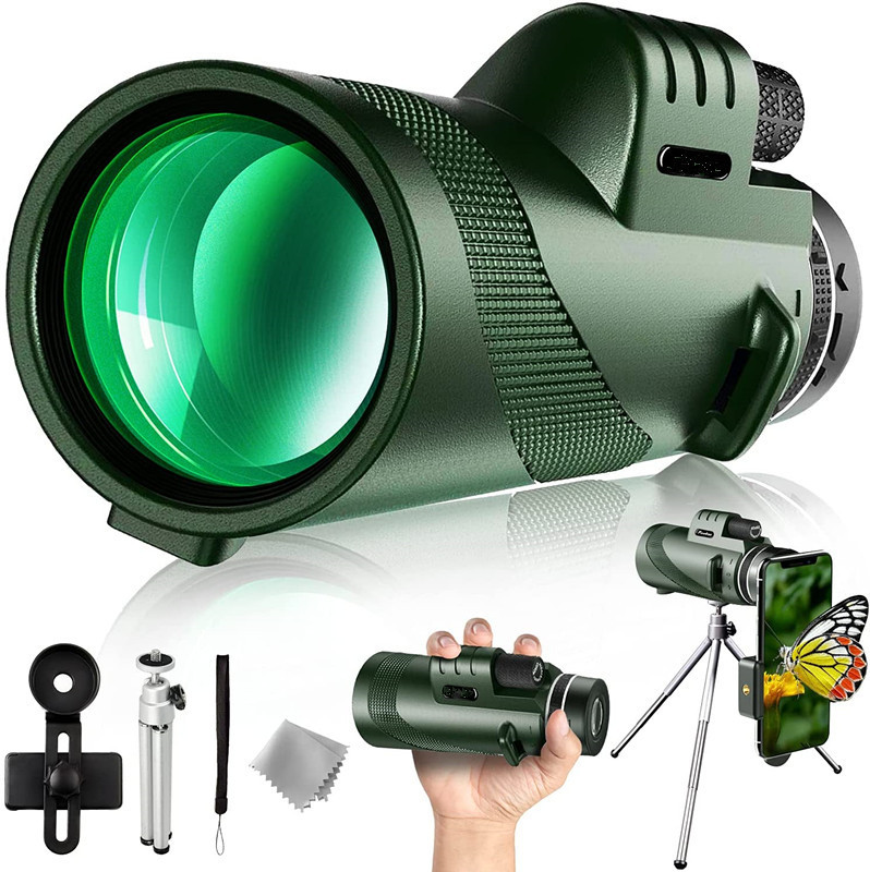80X100 green leather suit (standard tripod phone clip)
