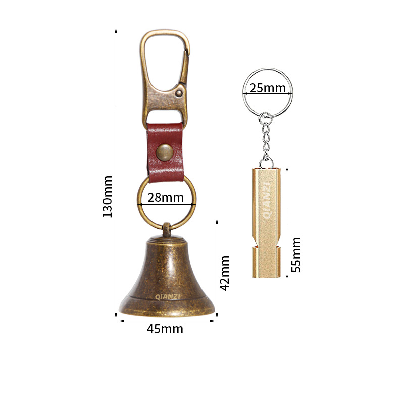 [green bronze] bear bell with buckle   super loud double chamber whistle