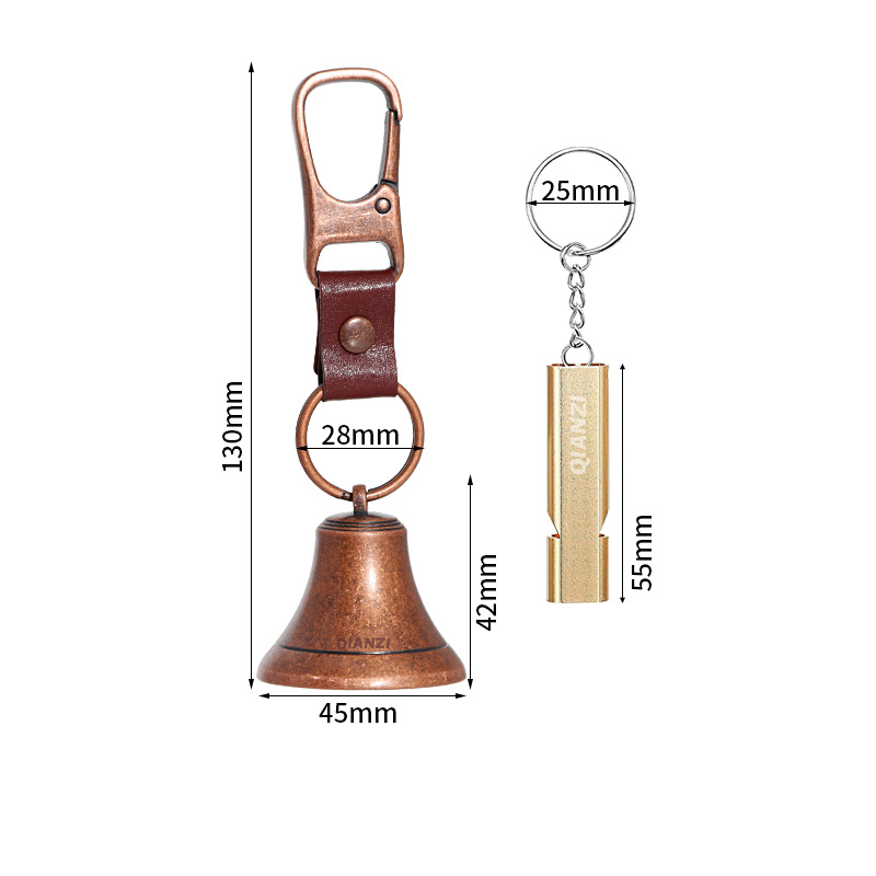 [red bronze] bear bell with buckle   super loud double chamber whistle