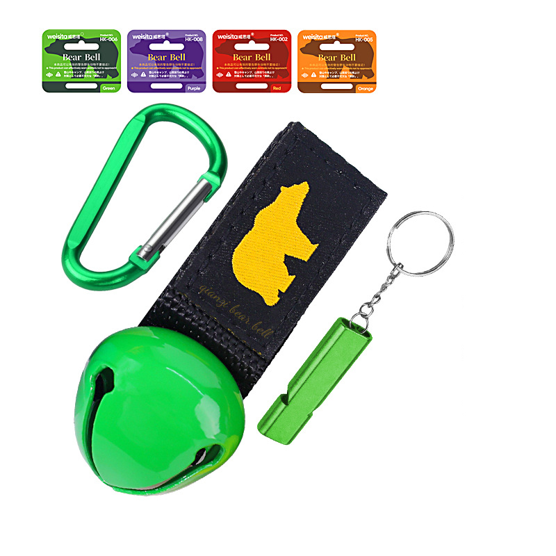 Dark green-new silencer bear bell   carabiner   double chamber whistle