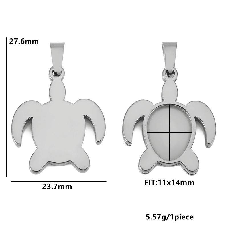Turtle with melon seed clasp - steel color