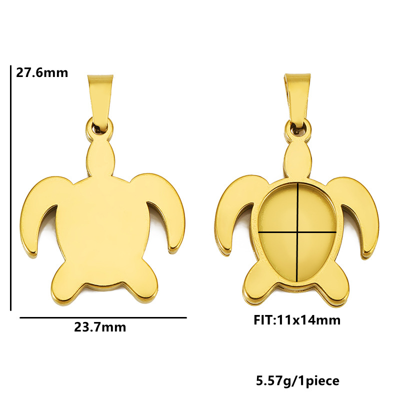 Turtle with melon seed clasp - gold