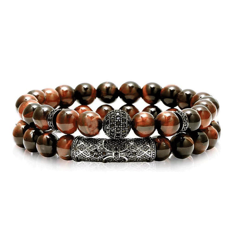 2:Red tiger eye and black black zircon