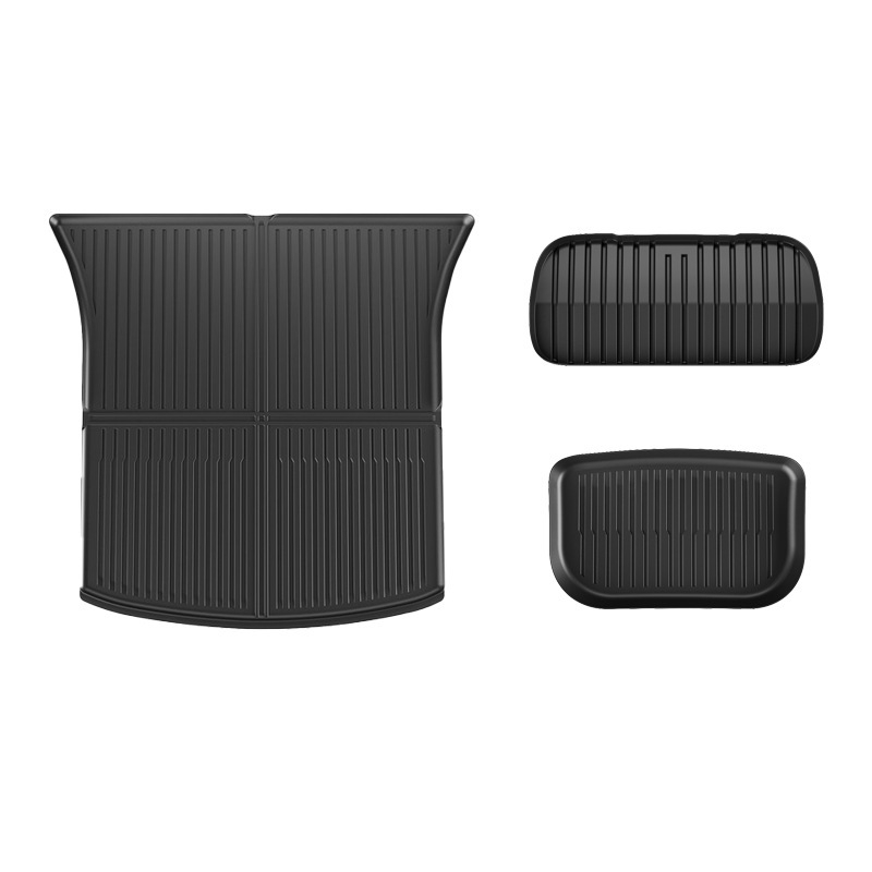 Three-piece set of front and rear trunk mats