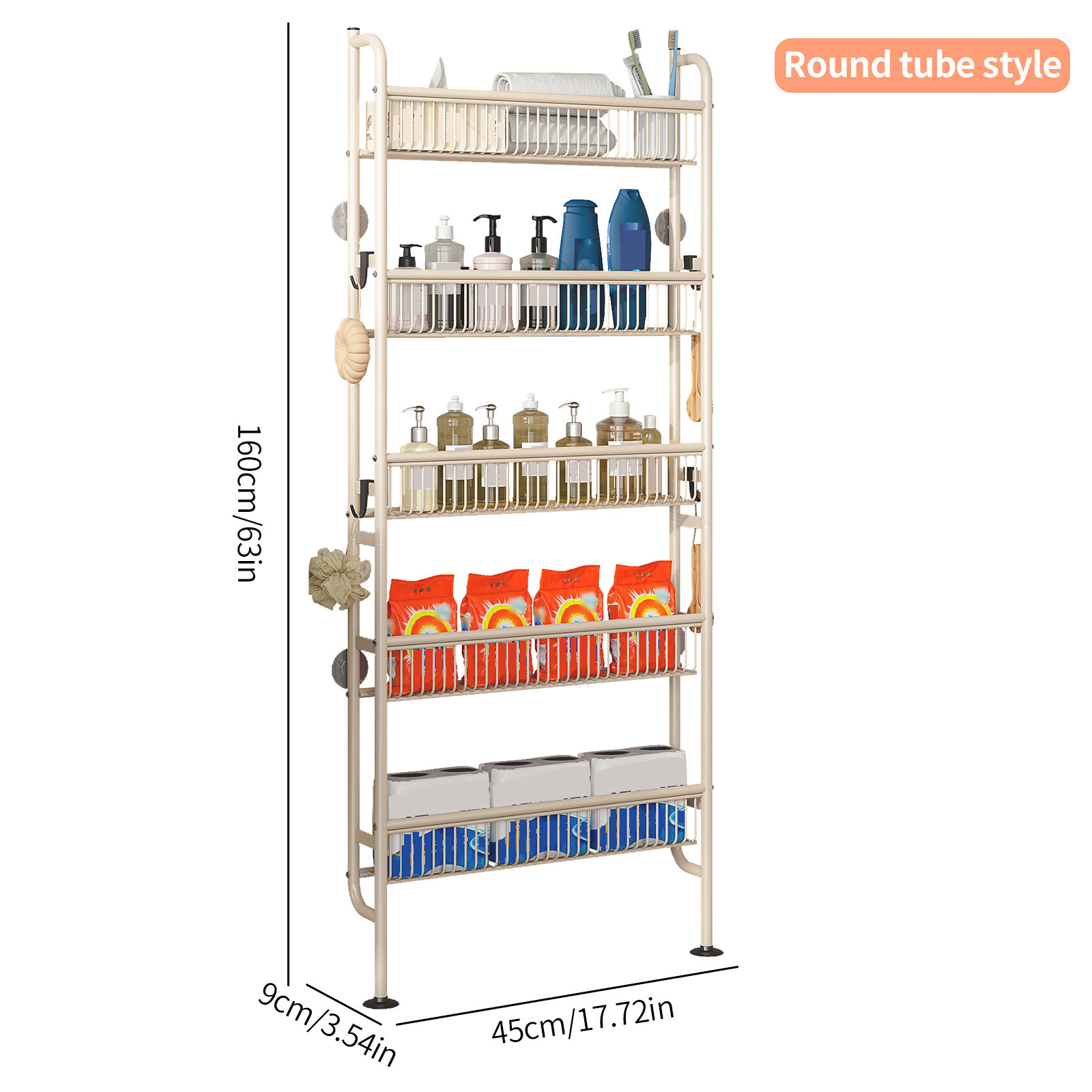 White-five-layer round tube