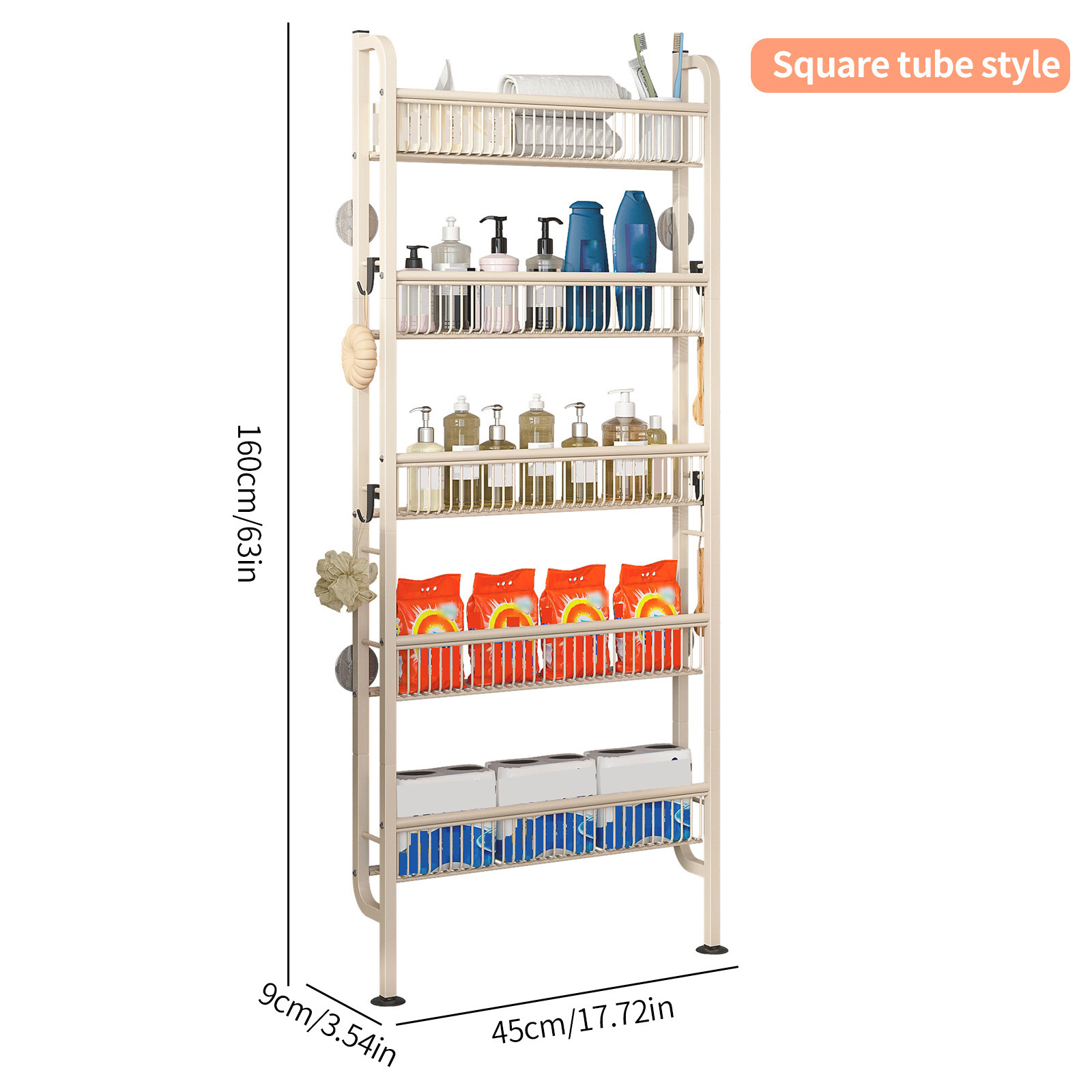 White-five-layer square tube