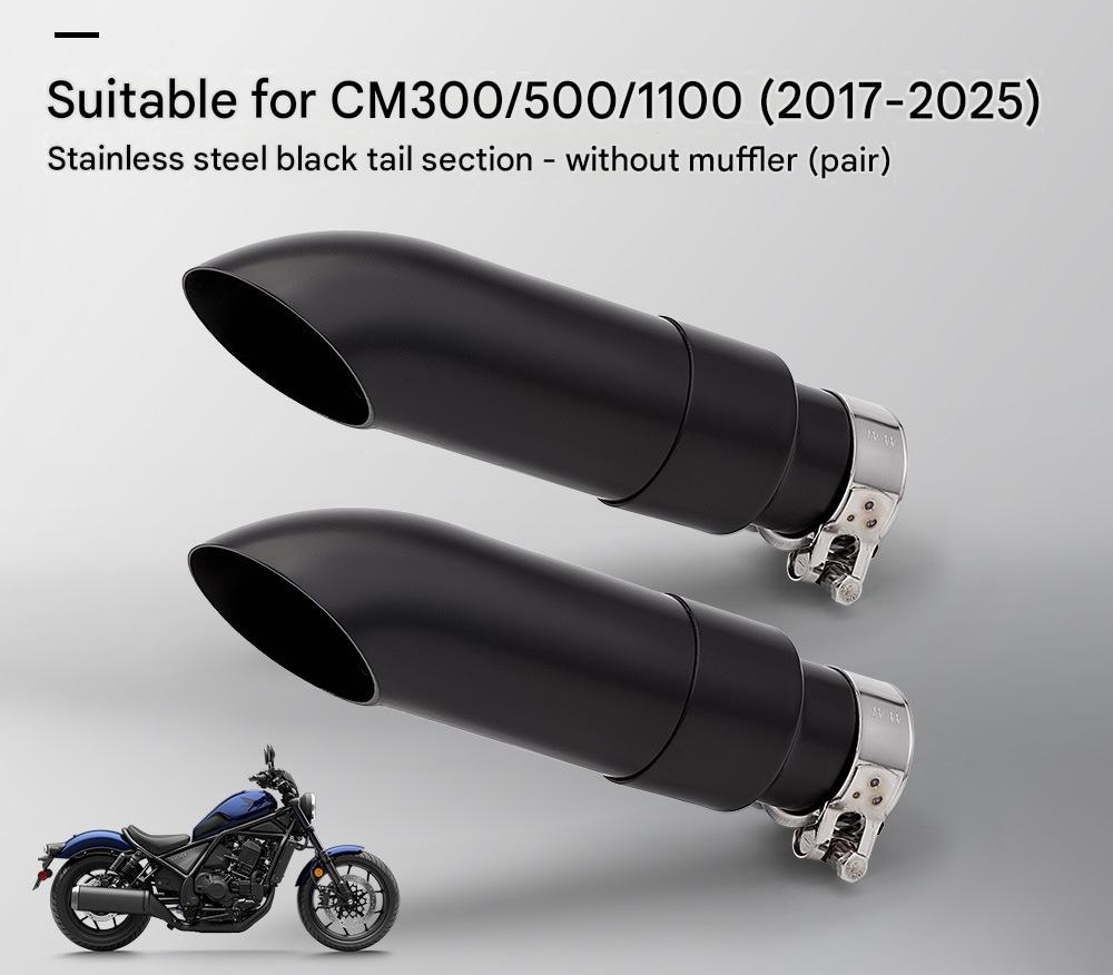 Cm300/500/1100 black tail section without silencer (pair)