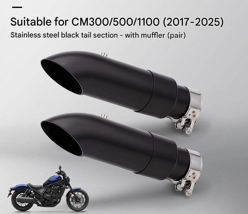 Cm300/500/1100 black tail section with silencer (pair)