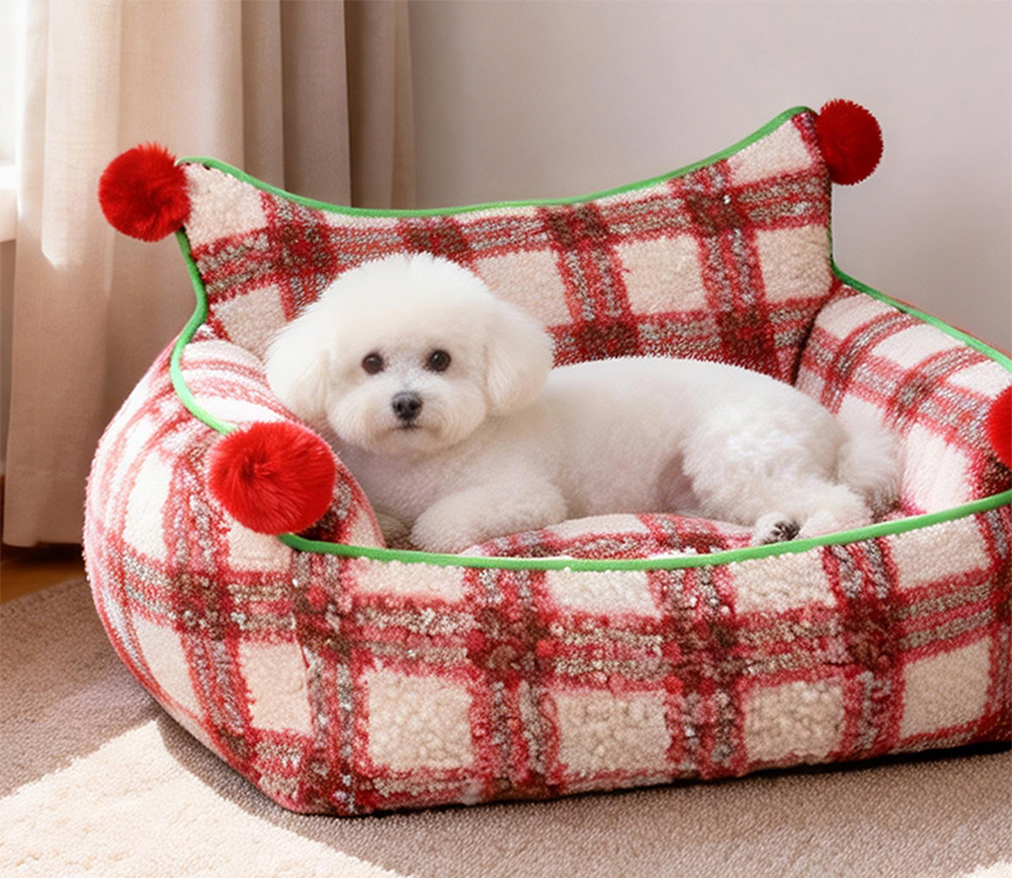 Plaid sofa nest