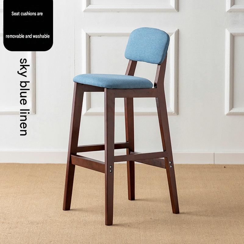 Brown legs - 72cm height - sky blue linen seat cushion