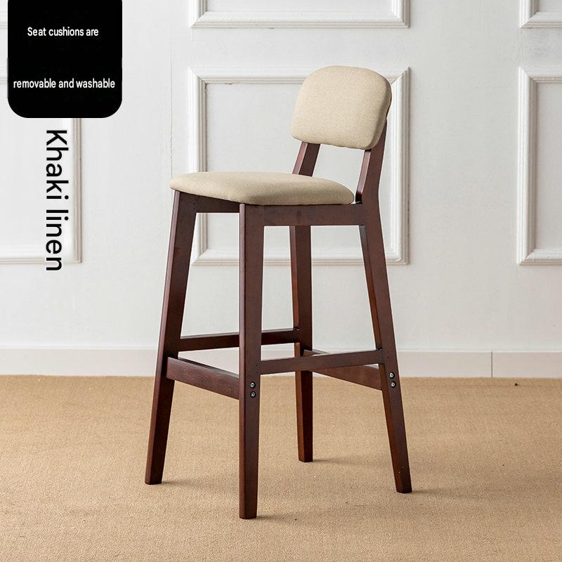 Brown legs - 72cm height - khaki linen seat cushion