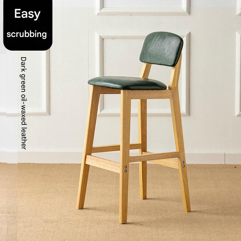 Solid wood legs - 72cm height - dark green leather seat cushion