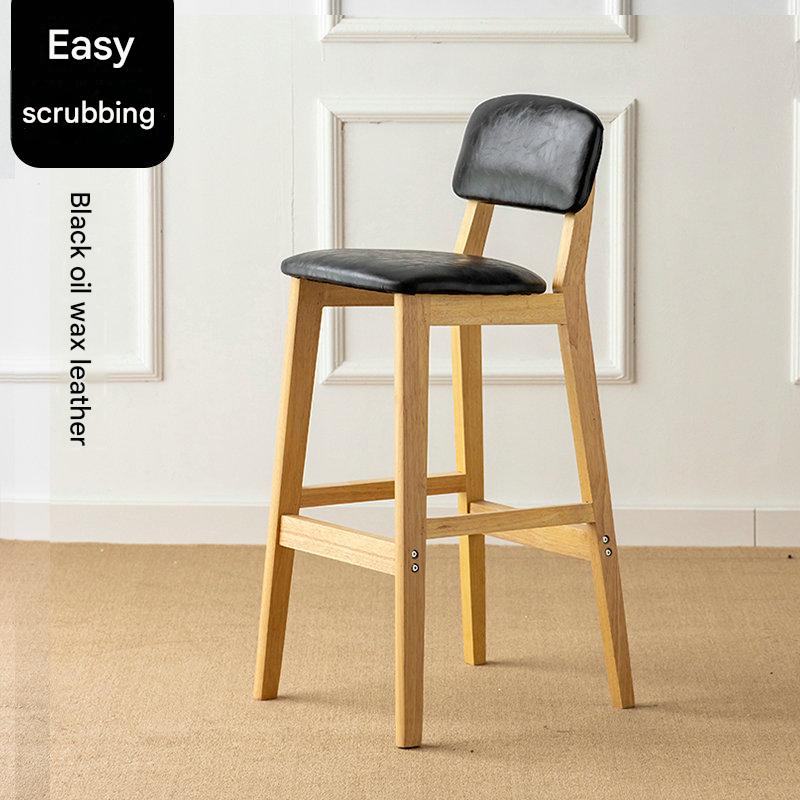 Solid wood legs - 72cm height - black leather seat