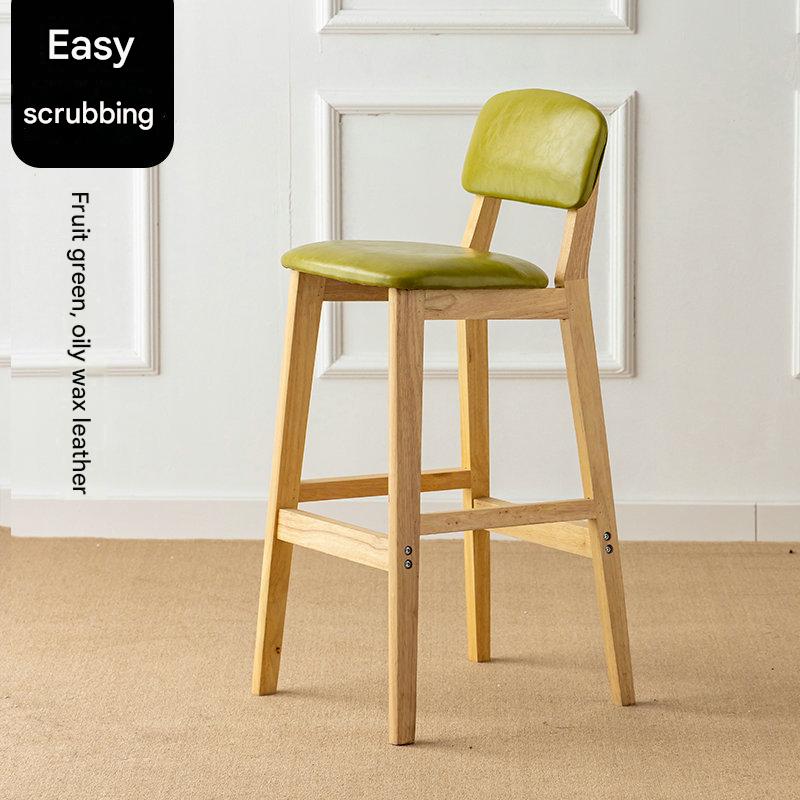 Solid wood legs - 72cm height - pistachio green leatherette seat