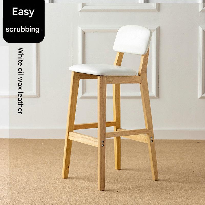 Solid wood legs - 72cm height - white leather seat cushion