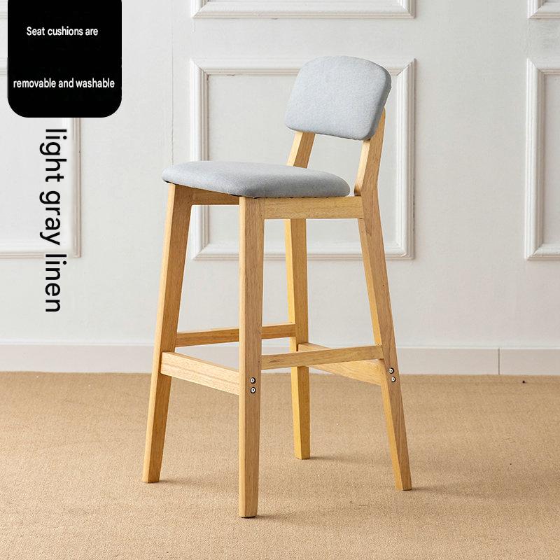 Solid wood legs - 72cm height - light grey linen seat cushion