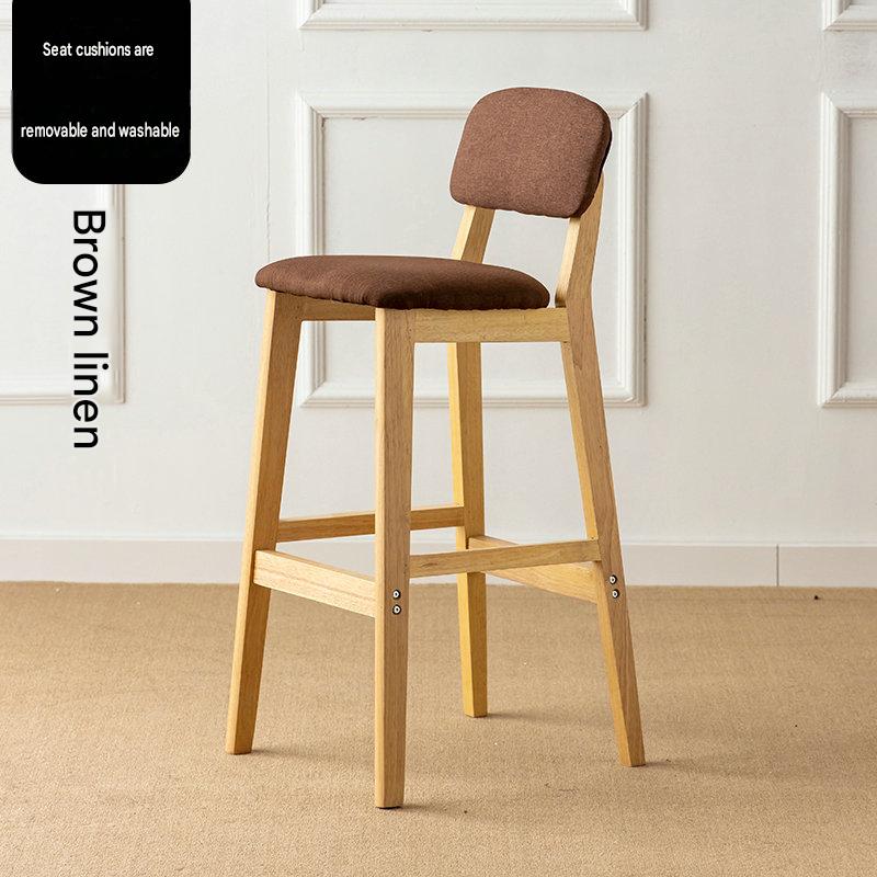 Solid wood legs - 72cm height - coffee brown linen seat cushion